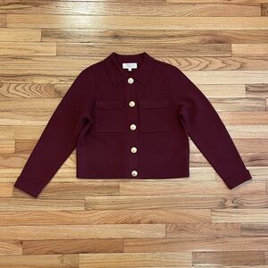 Sezane burgundy merino wool Betty cardigan jacket size XS